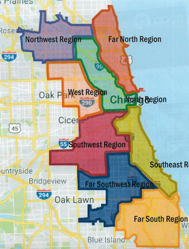 The eight neighborhood regions. Image: CDOT