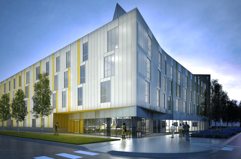 Rendering of the KLEO Art Residences, with 58, mostly affordable, housing units, currently under construction near the Garfield Green Line station.