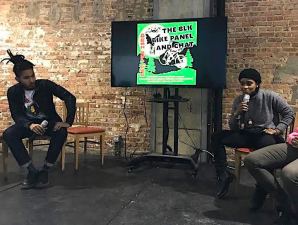 Kahari Black and D'Frantz Smart at the BLK Panel, held February at Blackstone Bicycle Works. Photo: Lynda Lopez