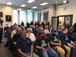 Members of Transport Workers Union of America showed up in force to the hearing. Photo: John Greenfield