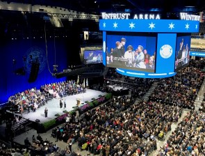 Lightfoot is sworn in as mayor at this morning's inauguration in Wintrust Arena. Photo: John Greenfield