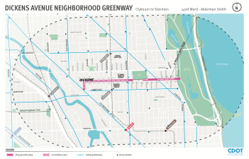The Dickens neighborhood greenway route.