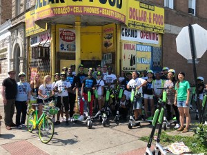 Youth from the group My Block My Hood My City test-rode Lime scooters last year.