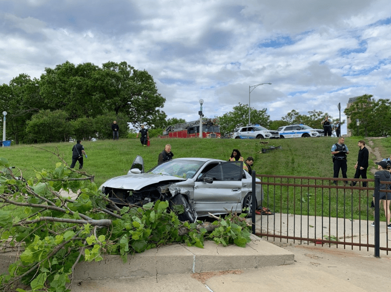 The June 10 crash near the Diversey bridge. Photo: Jeff Linder via Twitter