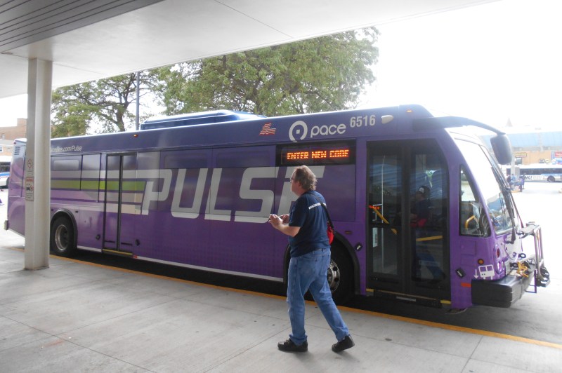 A Pulse bus at the Jefferson Park Transit Center. Photo: Igor Studenkov