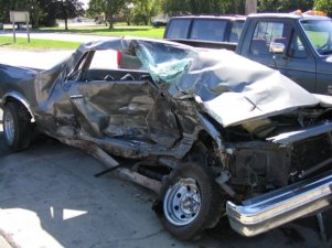 The aftermath of a side-impact crash. Image: Wikipedia