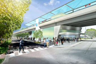 Rendering of the south Red Line extension's 103rd Street.