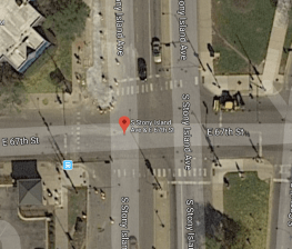 Aerial view of the intersection of 67th and Stony Island. Image: Google Maps