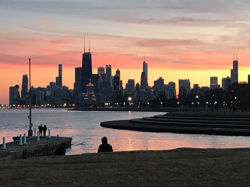 Sunset from the Lakefront Trail. Photo: John Greenfield