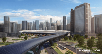A rendering of the Hyperloop tube in Cleveland. Image: Hyperloop Transportation Technologies