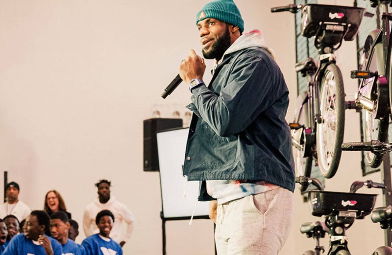 LeBron James introduces the LyftUp program at an event in Harlem. Photo: Lyft