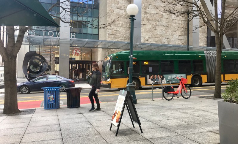 A King County Metro bus on 5th Avenue in Seattle. Photo: Seattle Department of Transportation