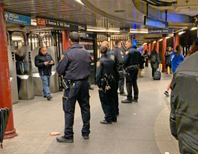 Police on New York's MTA. Photo: Caitlin Plauf via Streetsblog NYC