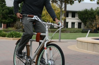 A Faraday electrical-assist bike with batteries in the downtube and a front hub motor. Photo: Richard Masoner