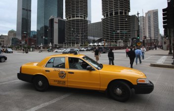 A cab on Chicago's Wacker Drive.