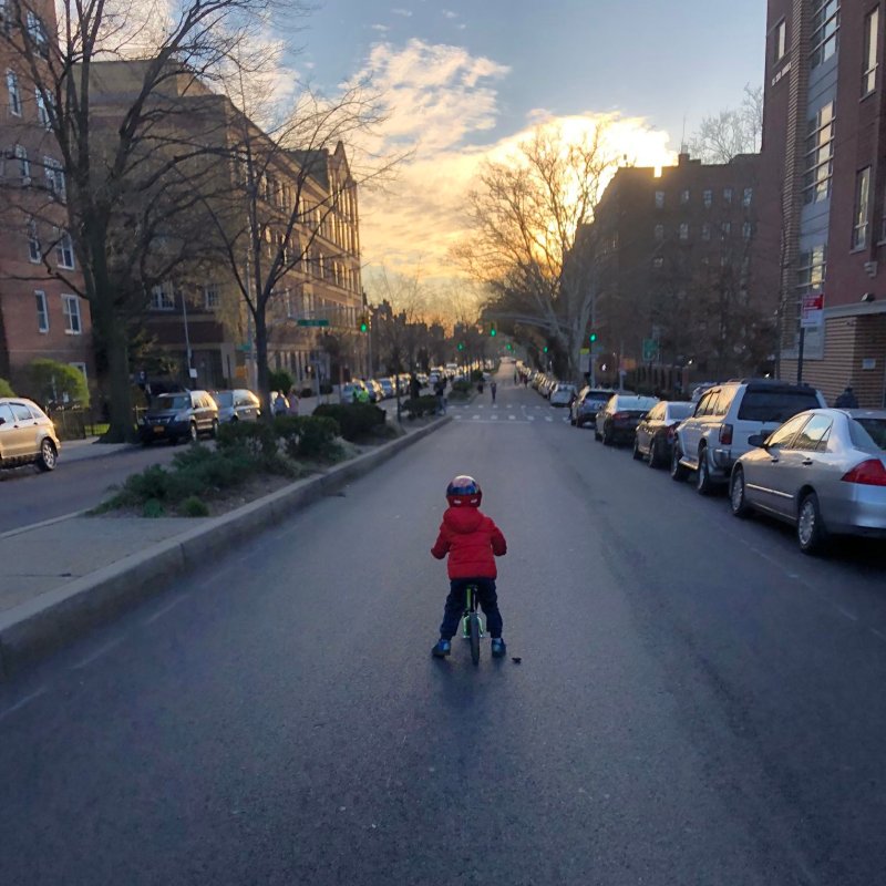 34th Street in Queens is one of several New York City roadways that is being opened for car-free recreation. Photo: Shekar Krishnan via Twitter