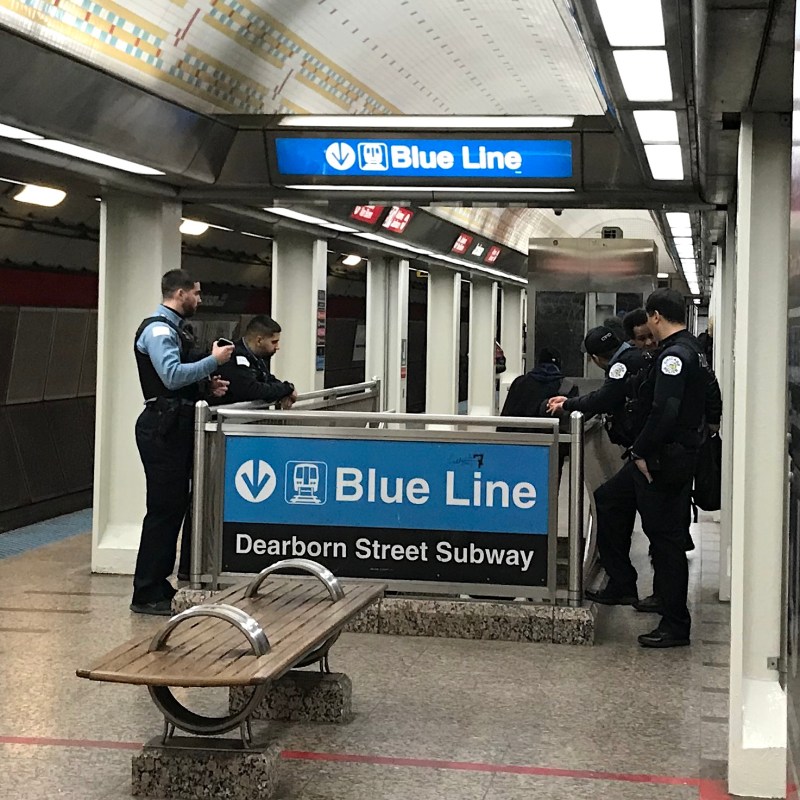 Police at the Jackson Red Line platform. Photo: John Greenfield
