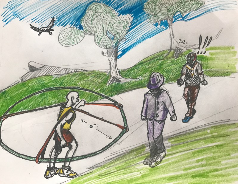 If crowding on the Lakefront Trail gets worse, this may become the only way to practice social distancing. (Note that this method won't protect you from gangsters and angry luchadores.) Image: Jonathan Roth