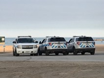 Chicago Police officers parked at North Avenue Beach. Photo: John Greenfield