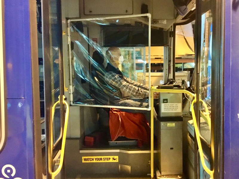 Plastic fantastic: One of Pace's new homemade bus operator shields. Photo: Pace