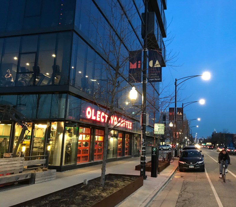 The MiCA transit-oriented development in Chicago's gentrifying Logan Square neighborhood. Photo: John Greenfield