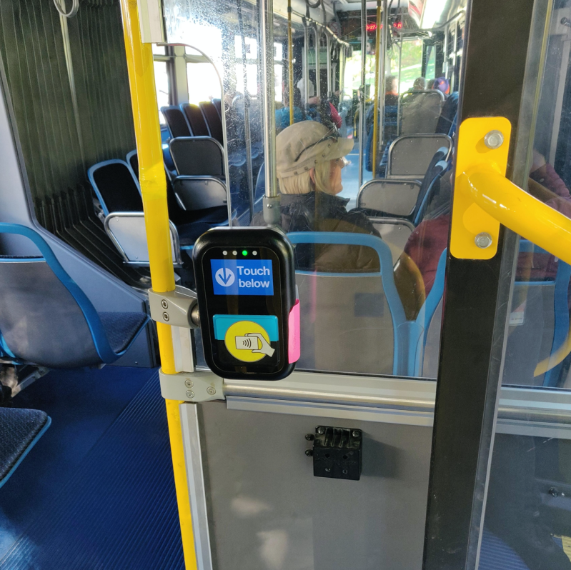One of the new rear-door fare card readers. Photo: CTA