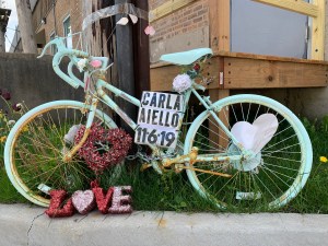 Ghost bike memorial to fallen cyclist Carla Aiello. Photo: Tom Limon