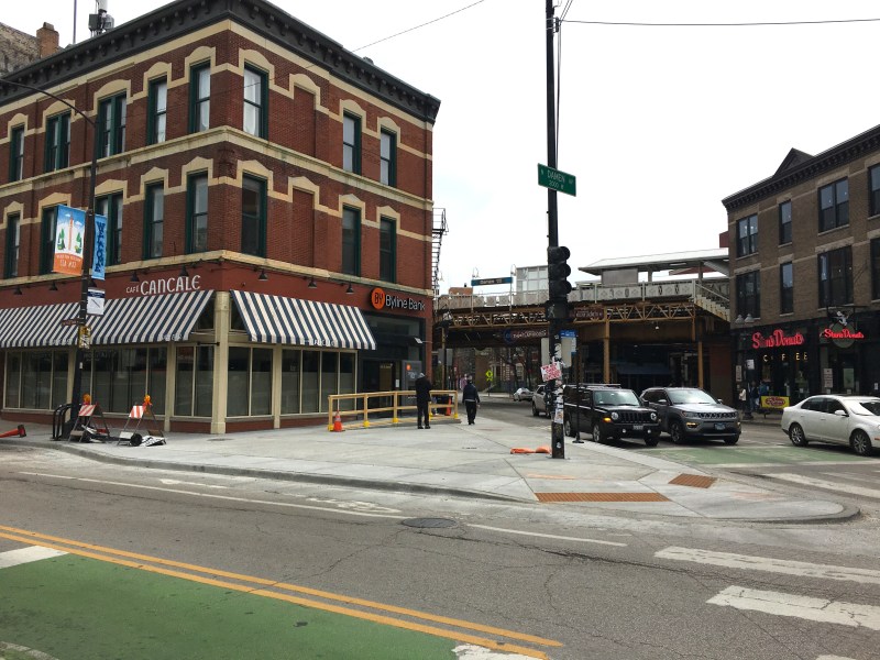 The new sidewalk extension. Photo: Steven Vance
