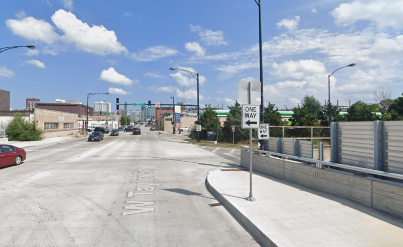 The intersection of Taylor and Ruble, where a driver fatally struck cyclist Andrew Peterson last week. Image: Google Maps