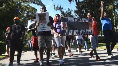 Last week's protest over the killing of Ahmaud Arbery. Photo: Associated Press