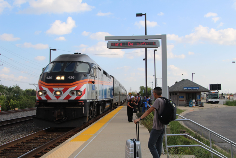 An NCS train at the O'Hare station. Photo: Jeff Zoline