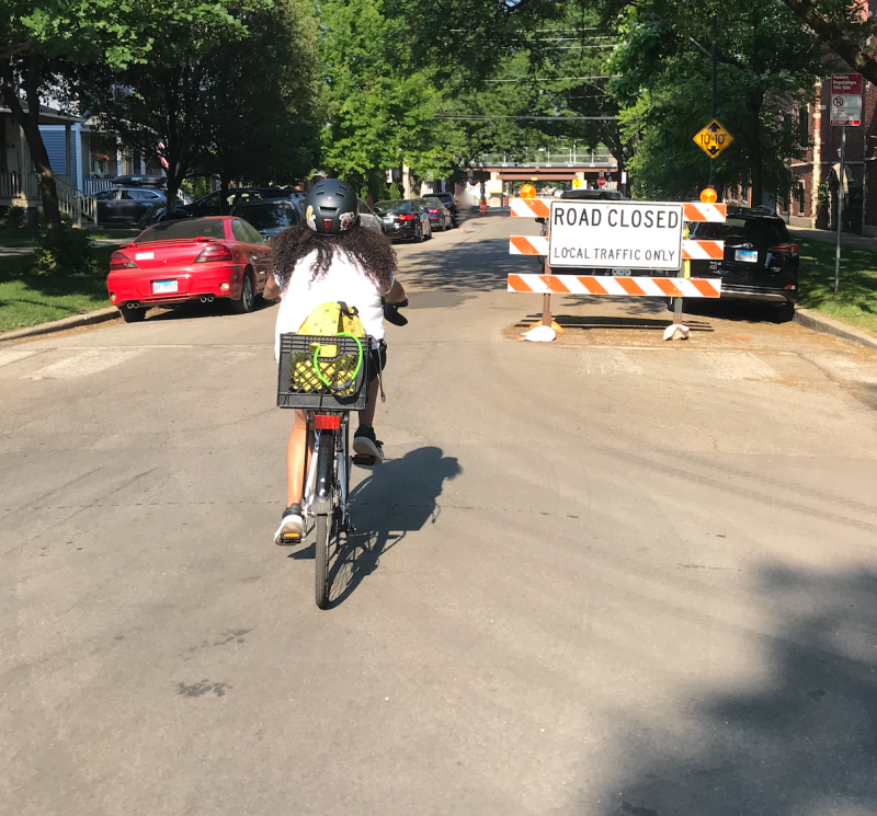 Ideally every residential street would have traffic calming. Photo: John Greenfield