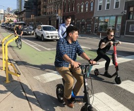 Scooters on Milwaukee Avenue last year. Photo: John Greenfield