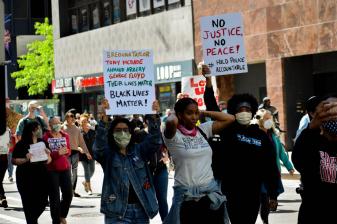 Black Lives Matter protesters in the Loop this weekend. Photo: Maria Shaughnessy, U-High Midway