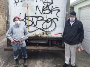 Louis Jacobson, right, with Recycling Plus co-owner Gary Zuckerman. Photo provided by Recycling Plus.