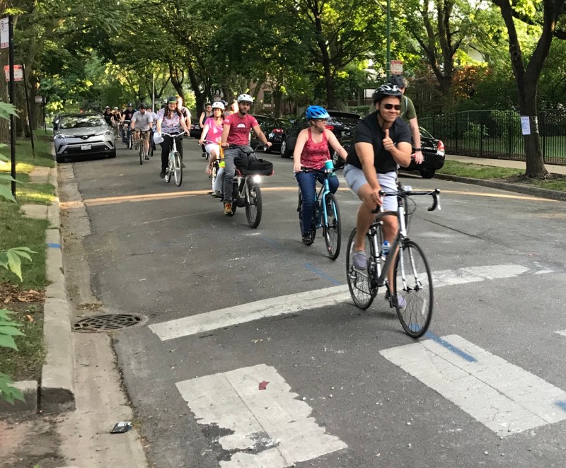 Martin on a ward bike tour last summer. Photo: John Greenfield