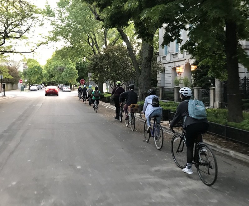Riding bikes on Dickens Avenue. Photo: John Greenfield