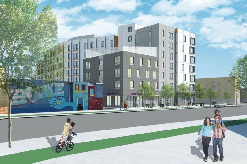 The all-affordable TOD planned next to the Logan Square stop.