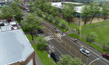 Rendering of the proposed Chicago Avenue corridor changes. Image: CDOT