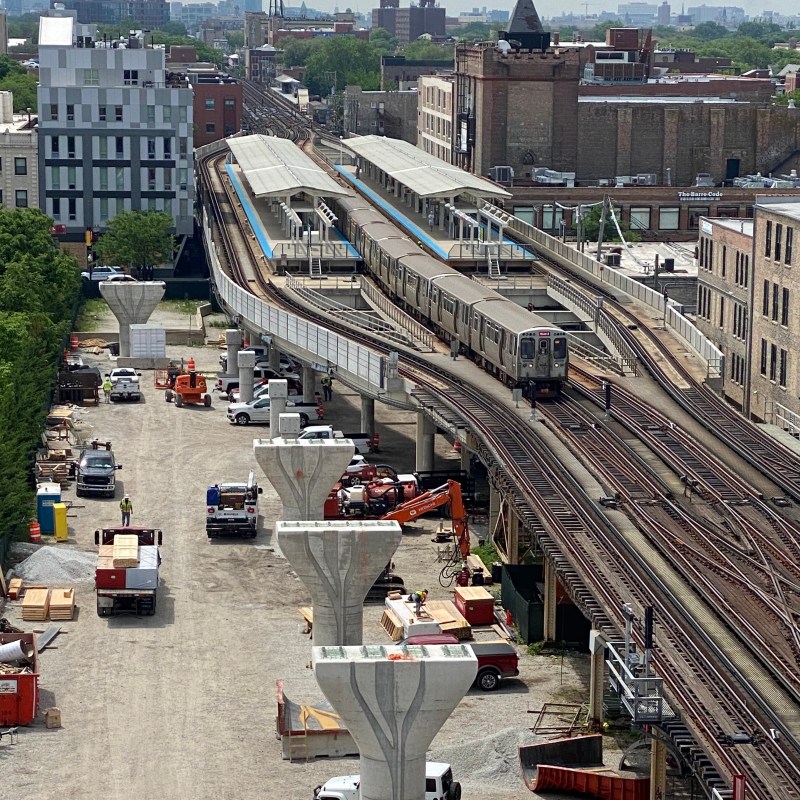 The new columns for the Belmont flyover. Photo: CTA
