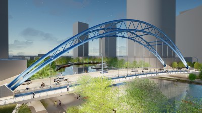 Rendering of the new Dominick Street bridge with the two-way bike lane.