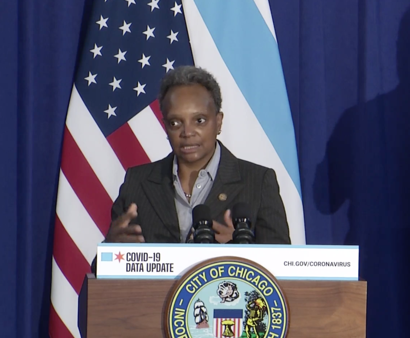 Mayor Lightfoot at today's press conference.