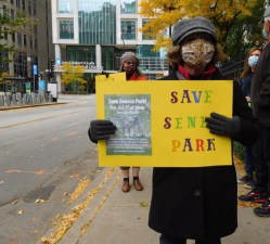 An attendee at Saturday's protest. Photo: Imelda March