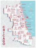 Chicago Map of Landmarks from Cape Horn Illustration.