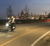 Riding an e-Divvy on the Lakefront Trail. Photo: John Greenfield