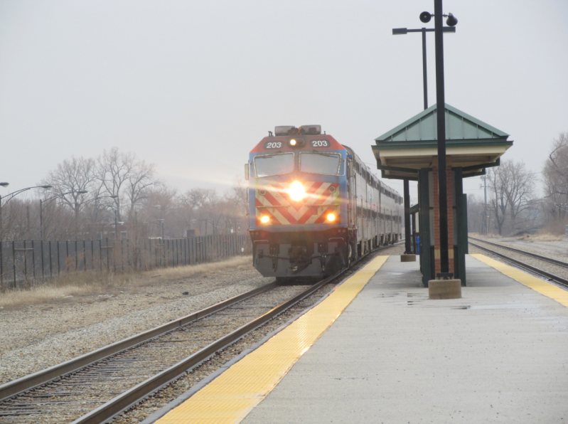 A Metra Rock Island District train at Gresham. Photo: Jeff Zoline