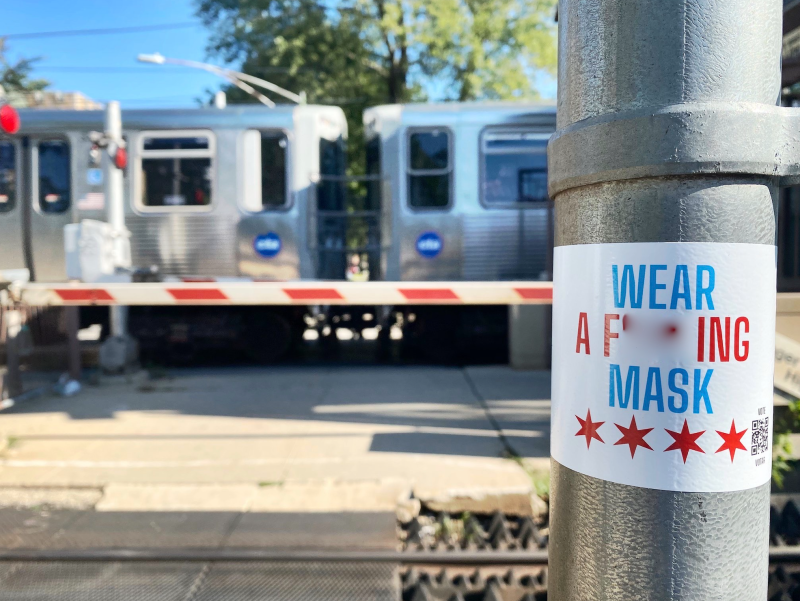 A friendly reminder (bowdlerized for publication) by the Brown Line. Photo: Raed Masour