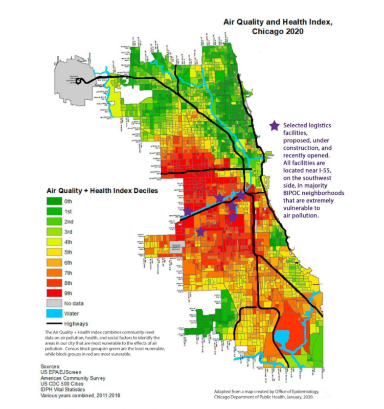 Several logistics facilities have been recently built or are planned for areas on the Southwest Side that already have poor air quality and health outcomes.