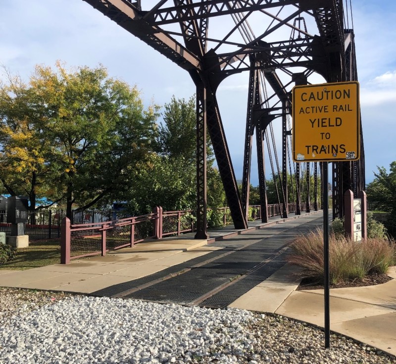 The rails have been removed from just north of the Cherry Avenue Bridge, making it now an exclusive bike/pedestrian path—for now. Photo: Quinn Kasal