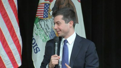 Pete Buttigieg campaigning in Chicago last January. Image: ABC7 Chicago